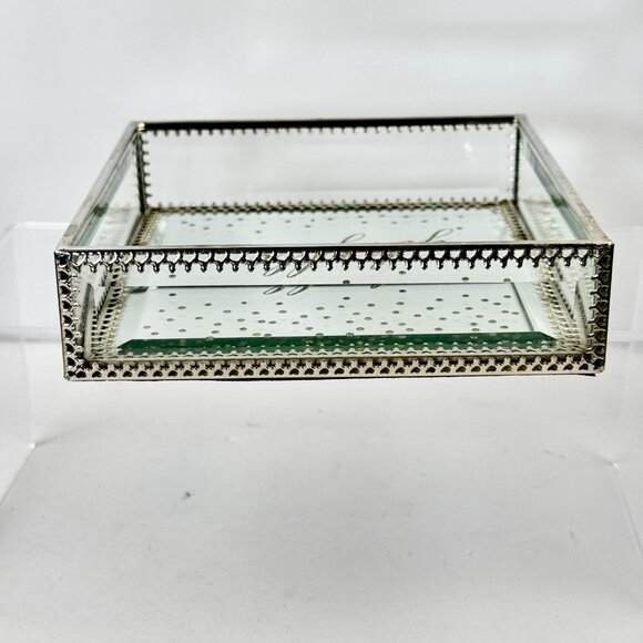 Kensie Home "hello gorgeous" Square Beveled Glass Mirrored Jewelry Vanity Box - Picture 7 of 8